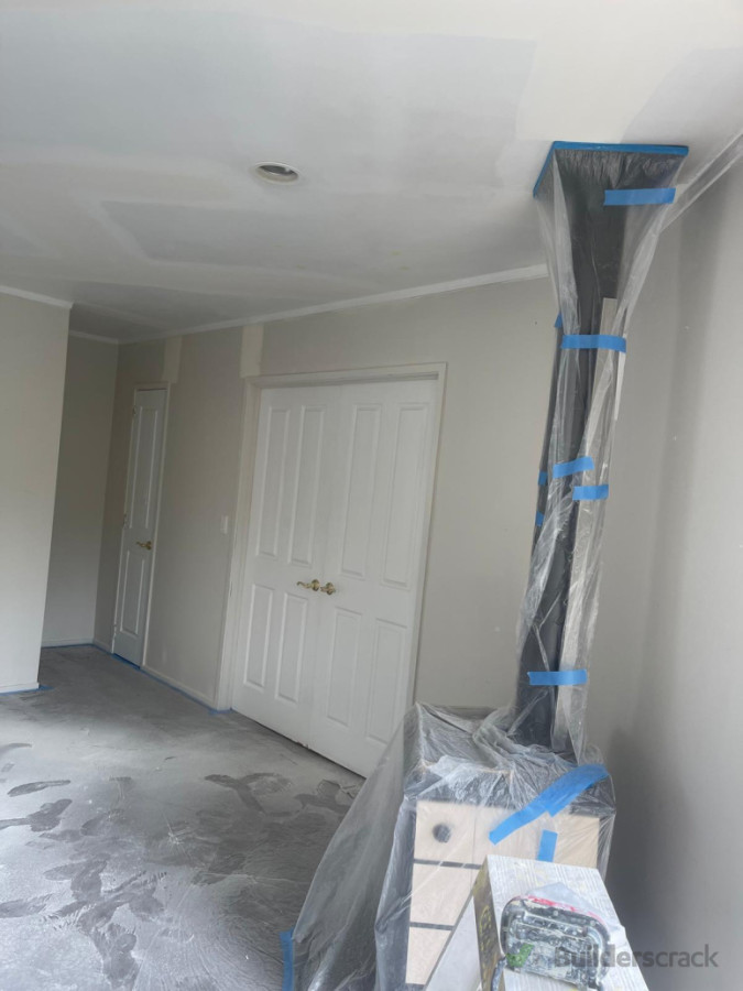 Progress: Ceiling and wall cracks are stopped