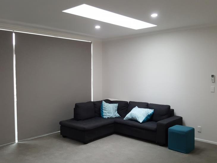 Large thermal blockout blinds across 5metre door