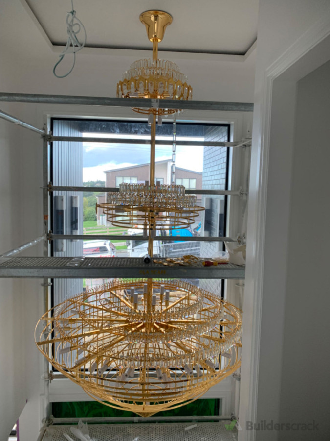 chandelier installation.
