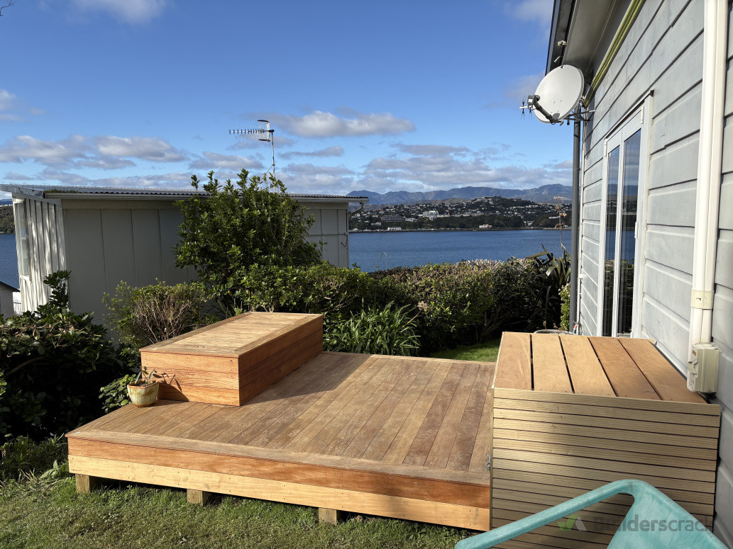 Deck, seat and aircon unit cover recently built in Evan’s bay