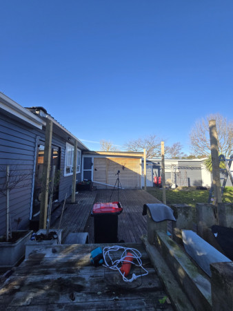 New cover over deck ,with clearlite and tin roof.