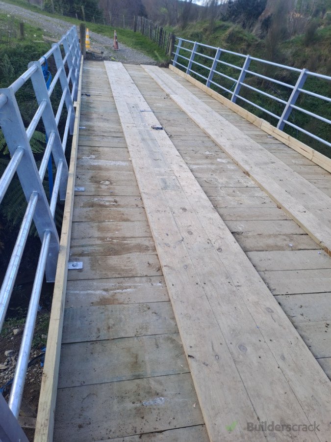New timber farm bridge install
