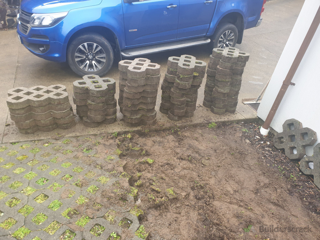 Carefully removed the pavers