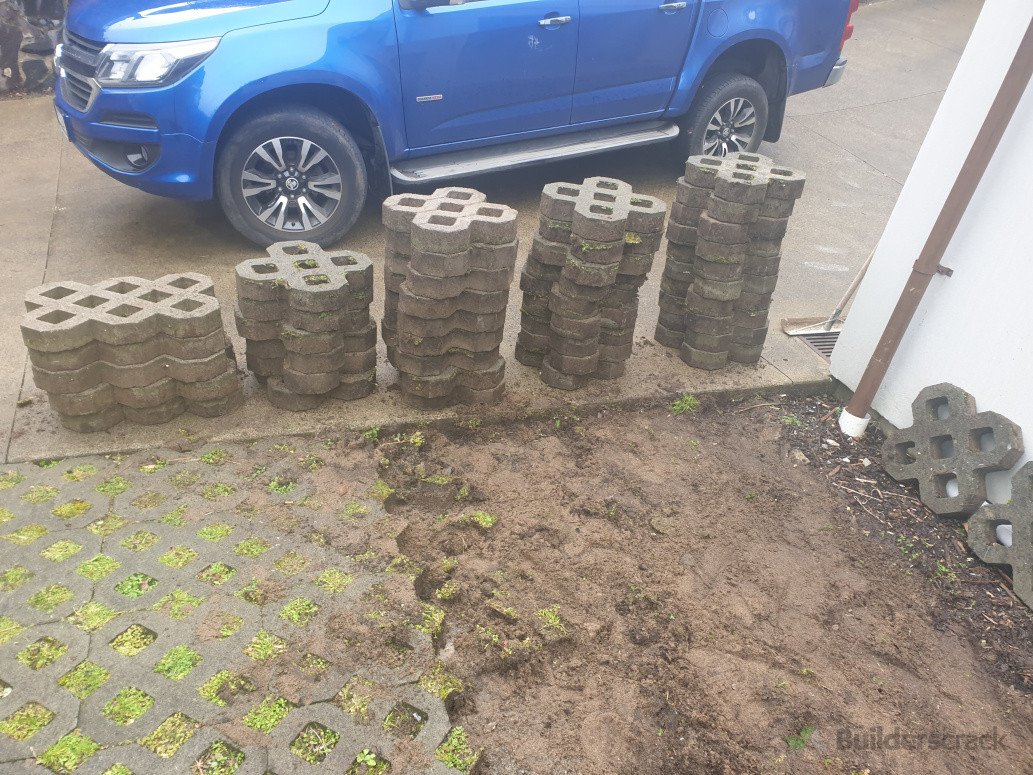 Carefully removed the pavers