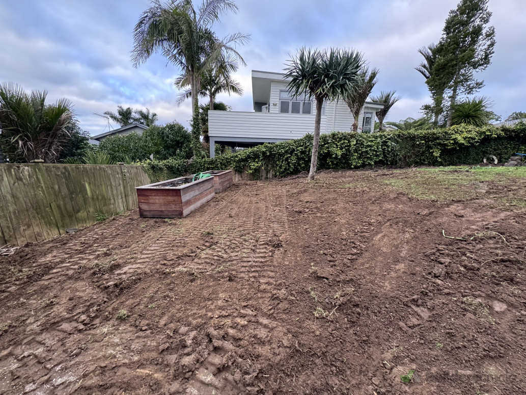 Flatten for placement of flower beds.