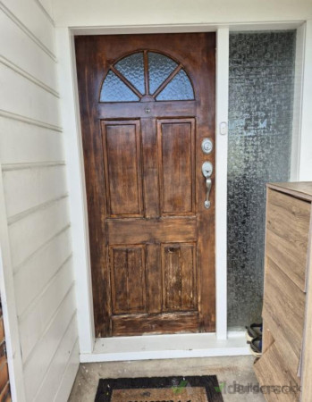 Before Installation of door, door handle and varnishing.