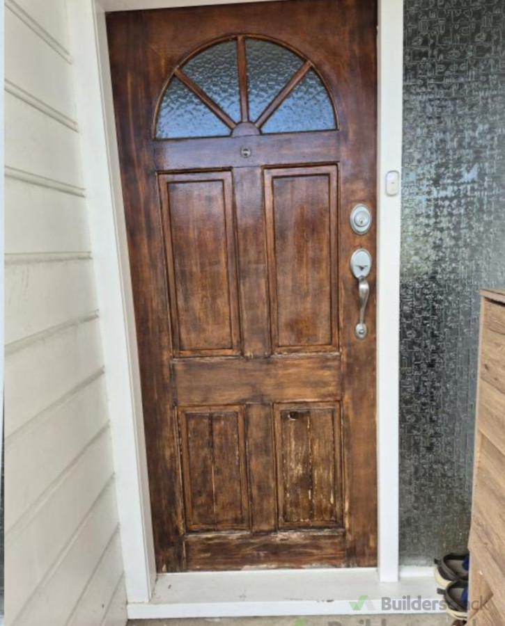 Before Installation of door, door handle and varnishing.