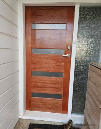 After Installation of door, door handle and varnishing.