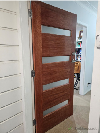 After Installation of door, door handle and varnishing.