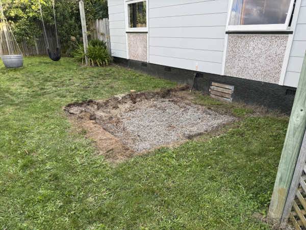 Shed and foundations removed