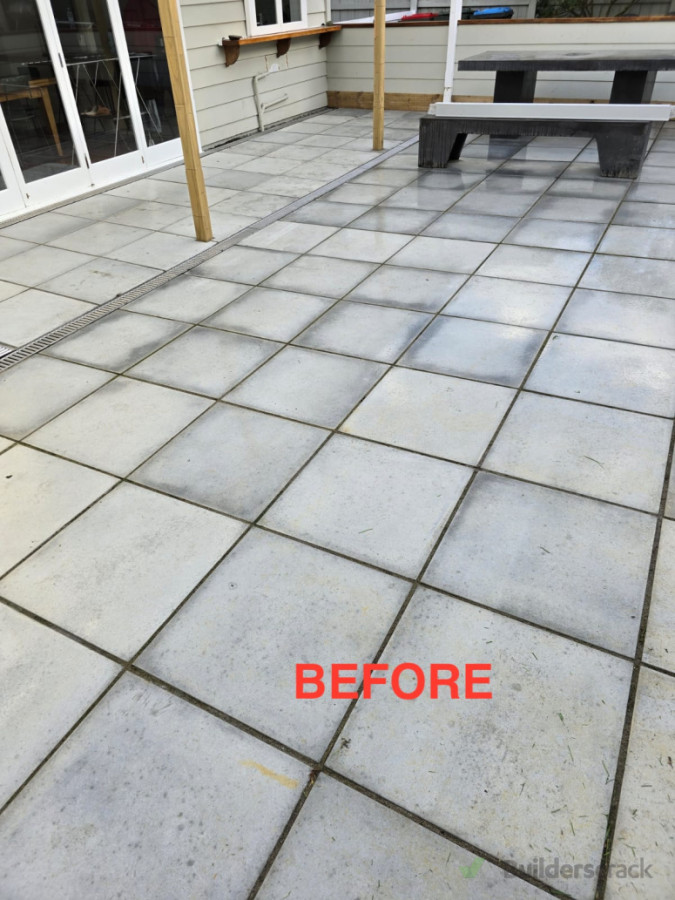 Photo before - you can see the levels are all out, no grout, bad cutting