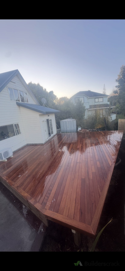 120 square meter  kwila deck built  over old poo
