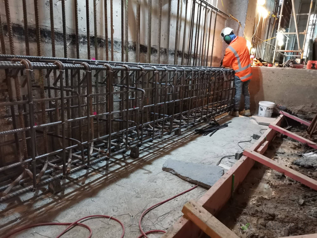 Strengthening adding some reo bars for additional beams.