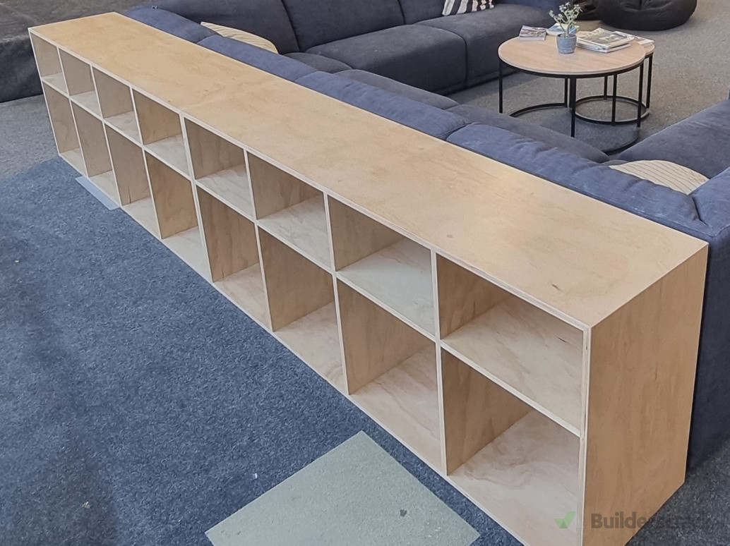 Varnished plywood joinery unit to match existing furniture