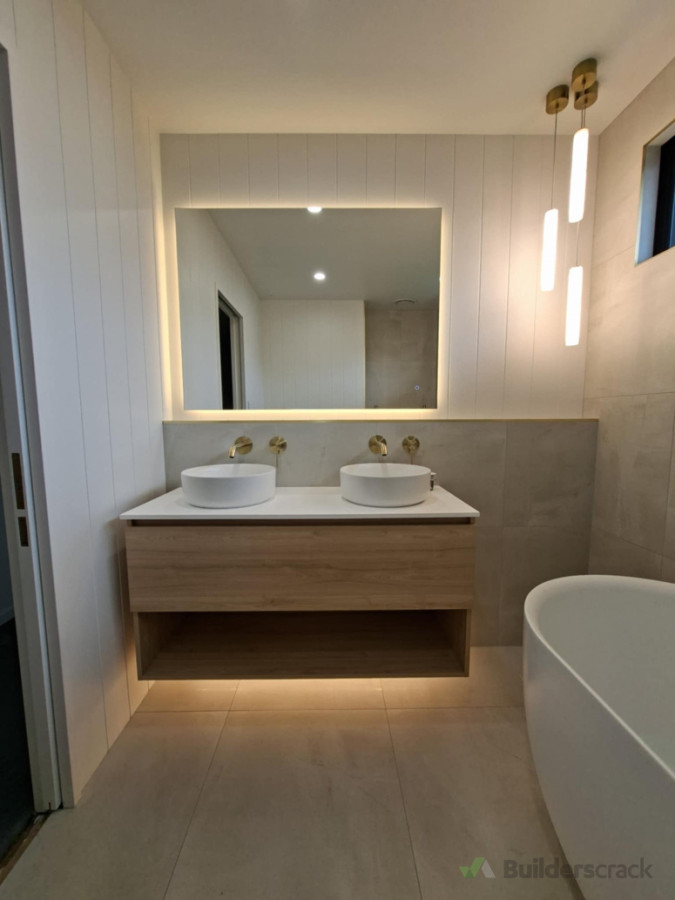 Recently completed Bathroom, Vertical T &G Panelling paired with tiles
