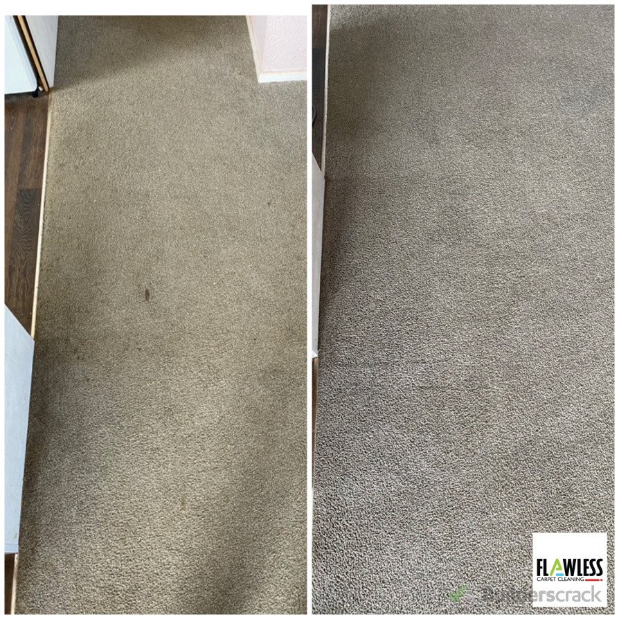 "Transform your carpets with Flawless Carpet Cleaning! Before and after using our Kirby deep cleaning and Very Low Moisture (VLM) technology—removing dirt and stains for a fresh, eco-friendly finish.