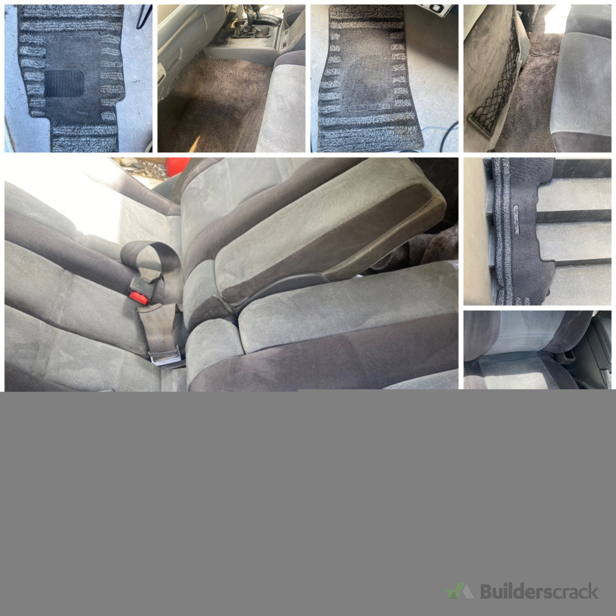 "Revitalize your vehicle with Flawless Carpet Cleaning! Before and after our expert upholstery cleaning service—removing dirt and stains from car seats and carpets with Kirby’s eco-friendly Very Low Moisture (VLM) technology.