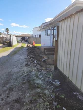 Removing concrete after disposal of rotten timber
