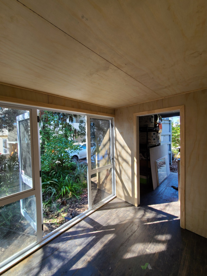 Shipping container conversion. Creating a new office or bedroom space.