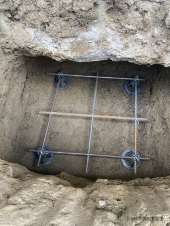 these were 900mm underpin dug by hand and was under the deck. also shows steel to strengthen the concrete when its time to lift.