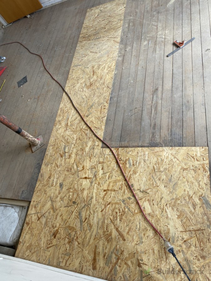 here is the newe floor we put down, replacing the old Rotten one.