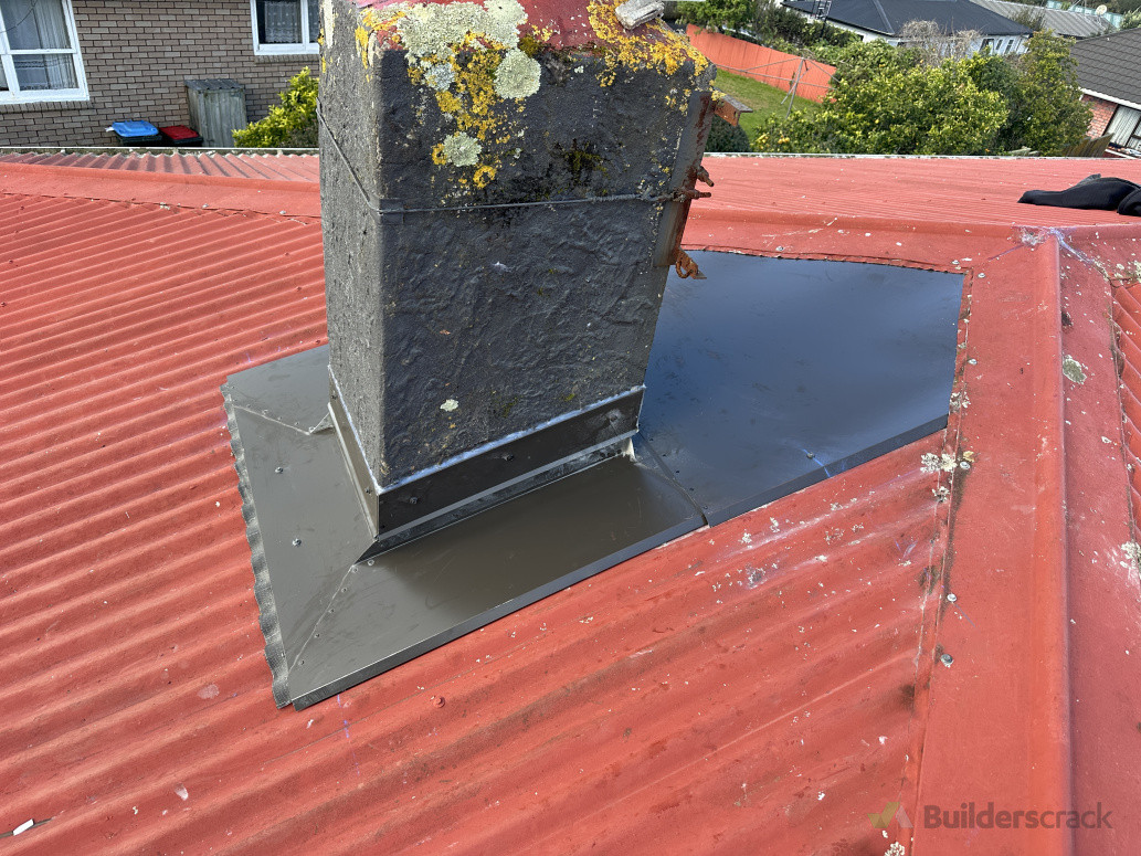 A new set of chimney flashings replacement to address the leak around chimney due to the old flashings corrosion.