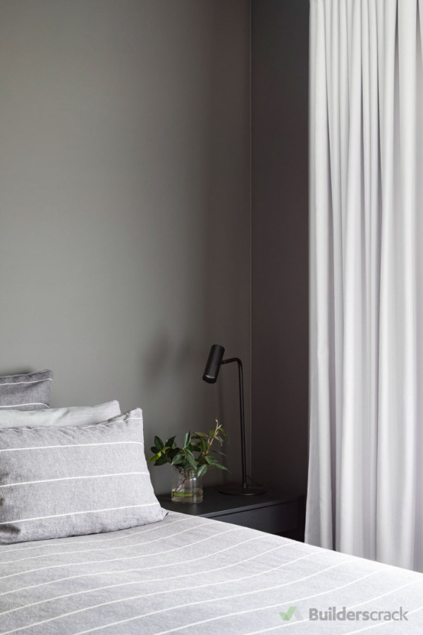 Grey Lynn primary bedroom after painting a bold tonal scheme designed by Pigment colour consultancy.