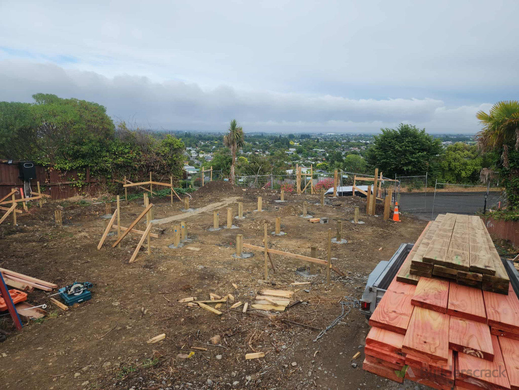 Timber Pile foundation on a brand new board and battern house