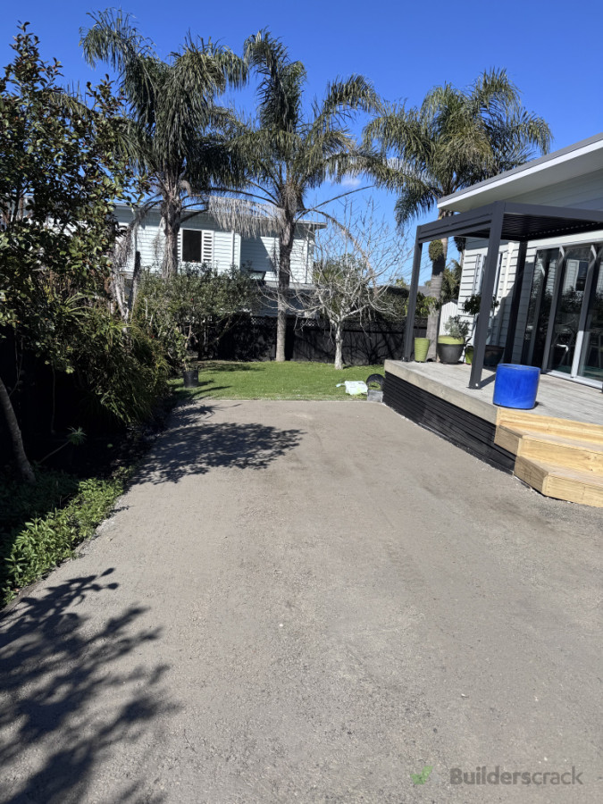Compacted hard fill driveway.