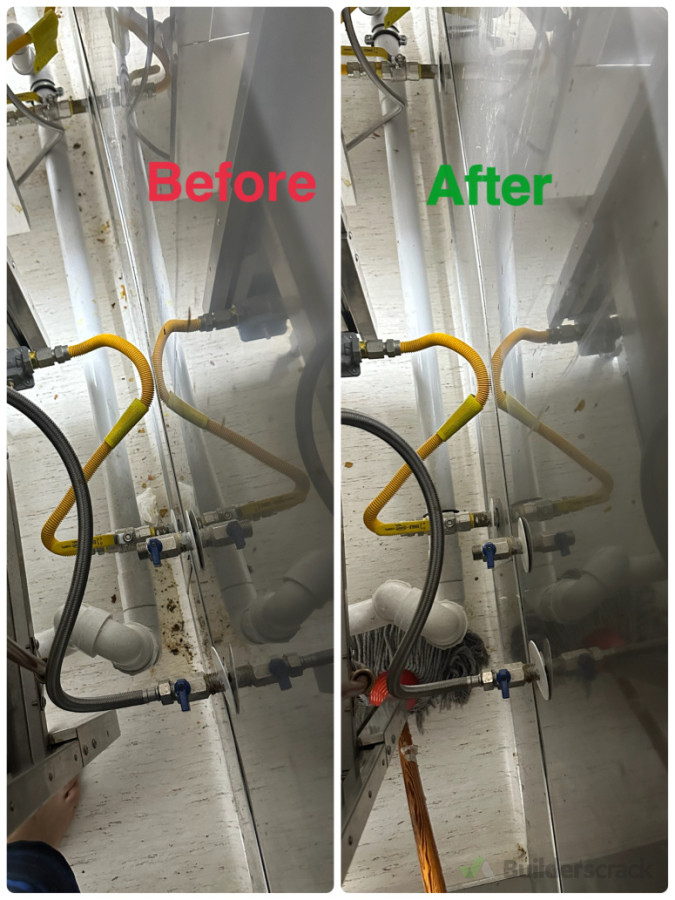 commercial kitchen behind stoves