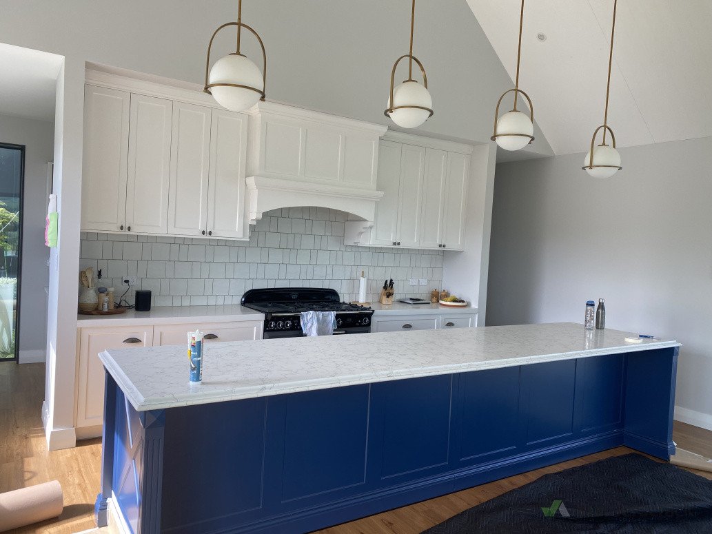 Brand new kitchen spray painted,kitchen area,dining area painted