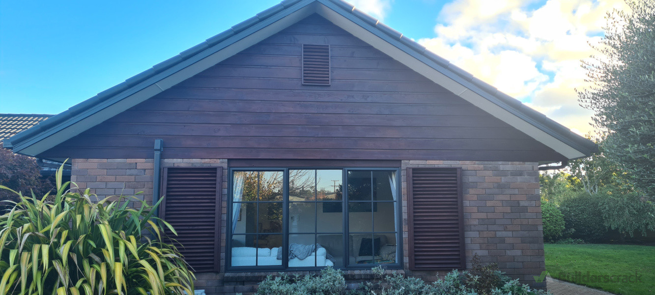 Exterior house gable timber stained