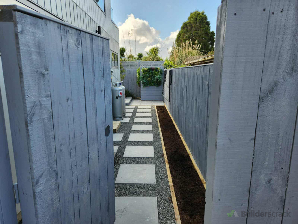 Paving and garden bed