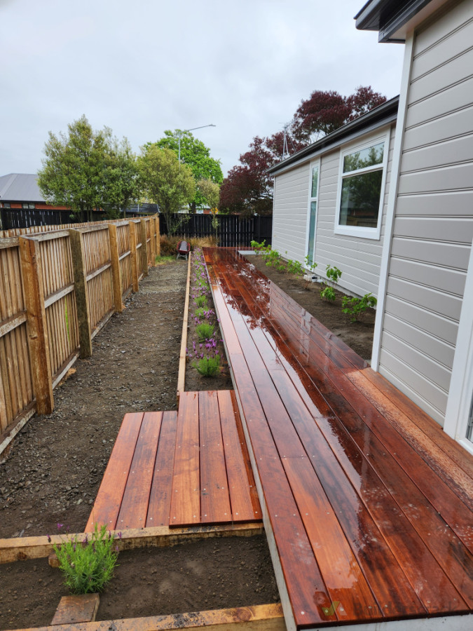 Raised Kwila decking and planter boxes