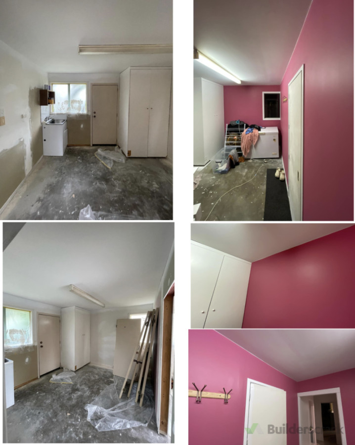 Interior Before and After of a laundry room