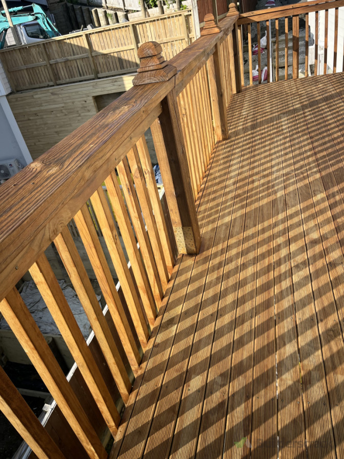 Staining the deck