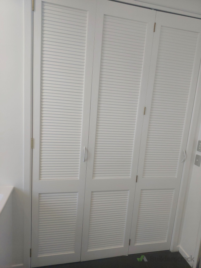 After renovation- doors painted, brass hinges installed