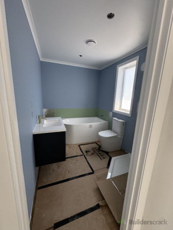 Bathroom fully waterproofed and ready for tiling.