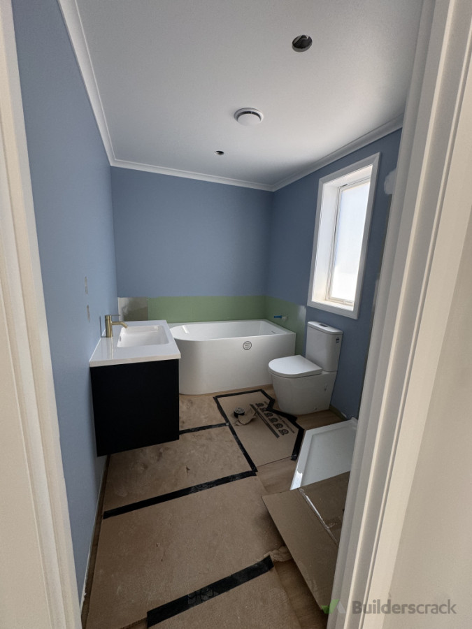 Bathroom fully waterproofed and ready for tiling.