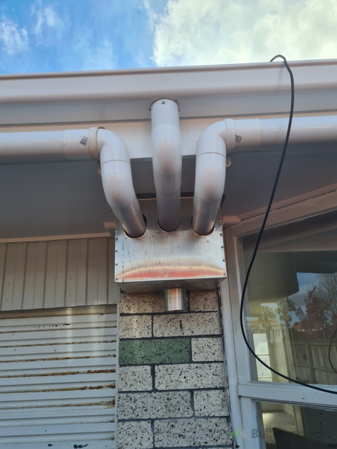 My personal design of rain waterhead and downspout at 79 mangers road otahuhi