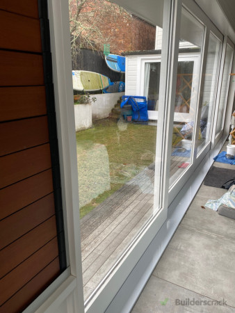 2 Left, 2 Right Sliding Set with Louvre/Catdoor Sidelite INSIDE Note *Powdercoated sillboard by Coastal Welding & Fabrication