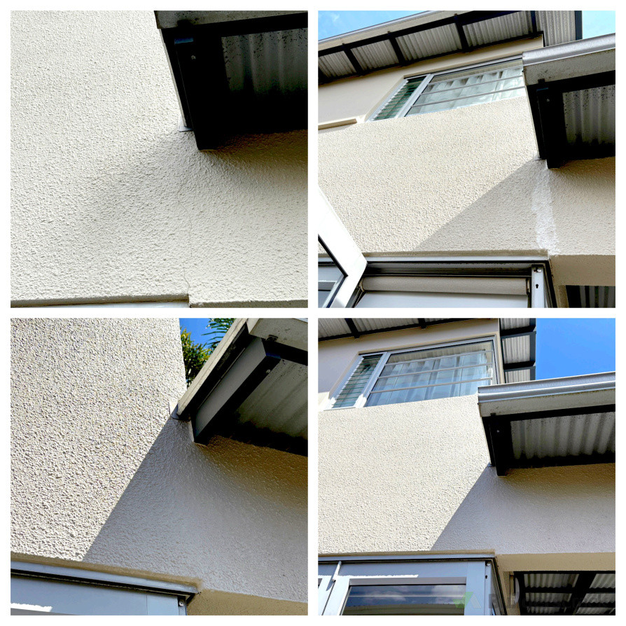 Exterior Cracks on Fibre Cement Cladding- crack inject, FIX, Colormatch, Done.