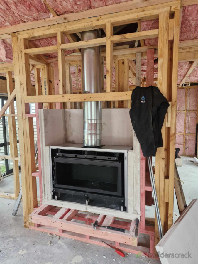 Large inbuilt logburner install