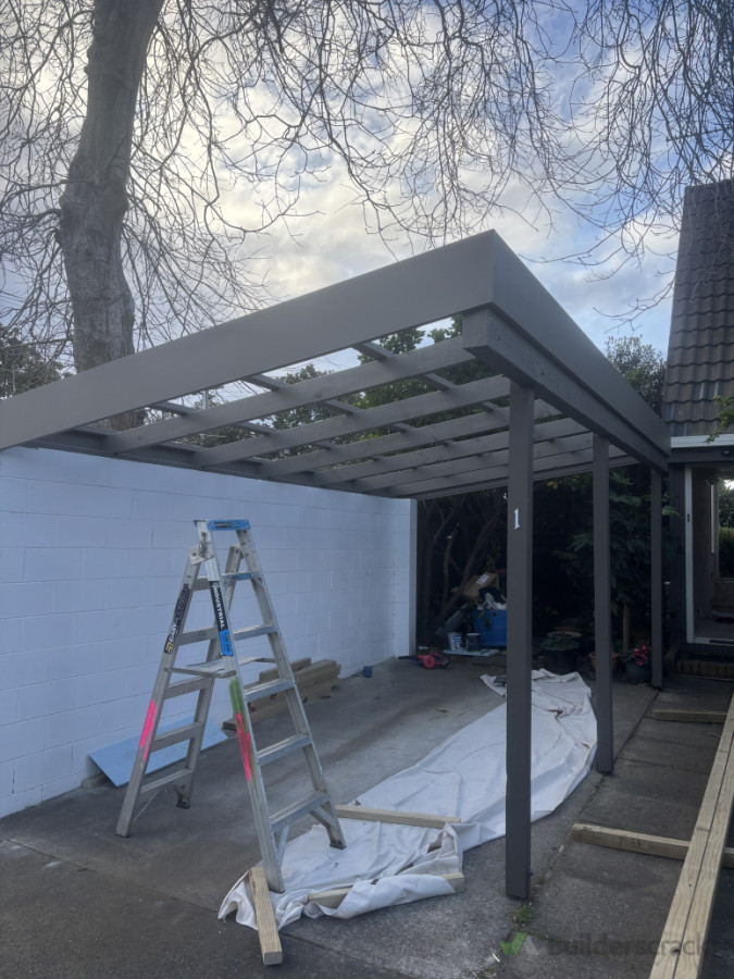 Carport demo and rebuild - during (paint)