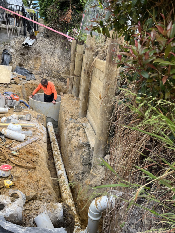 Public wastewater manhole installation