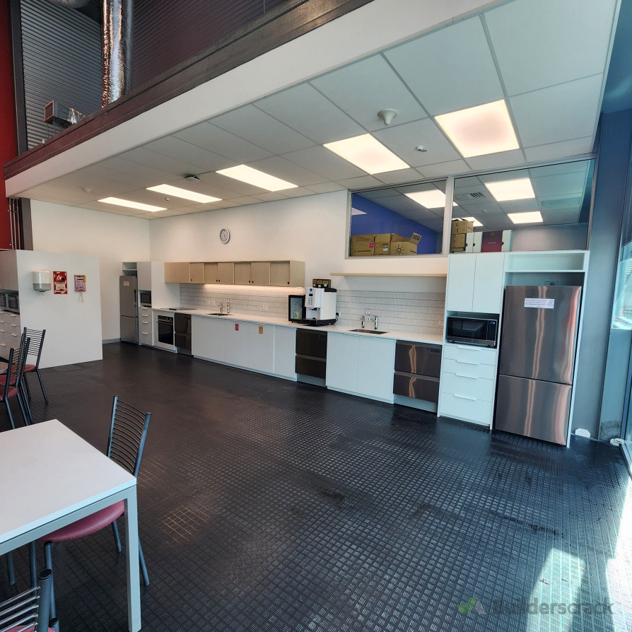 Complete installation of new commercial kitchen. Works included removal of existing kitchen, wall repairs, GIB stopping, and painting. All plumbing and electrical works were carried out by licensed tradespeople. New cabinetry and appliances installed in c