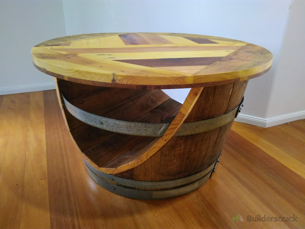 Wine barrel coffee table