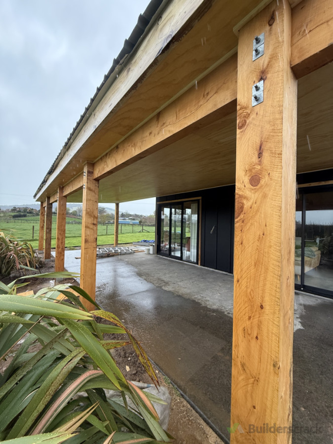 Large Macrocarpa Pergola with a plywood ceiling