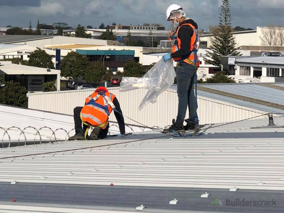 Gutter cleaned with Safety practice