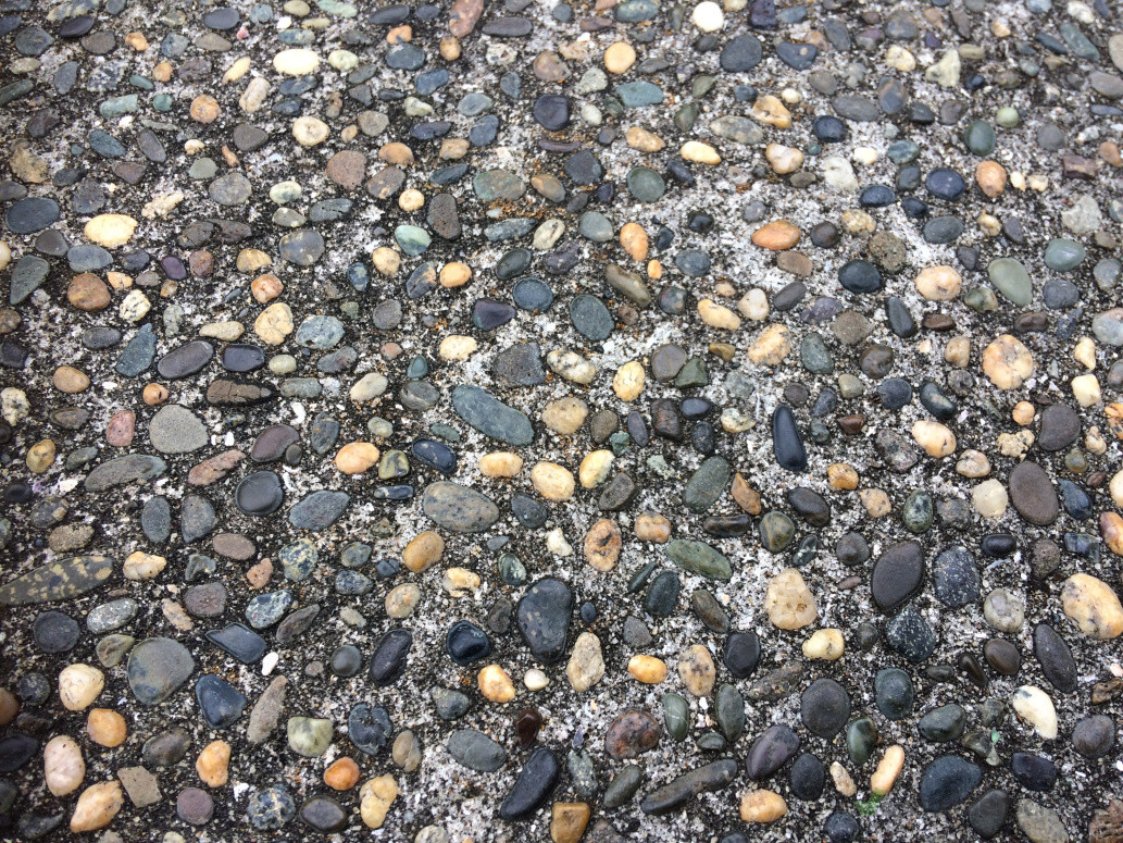 Exposed pebble driveway